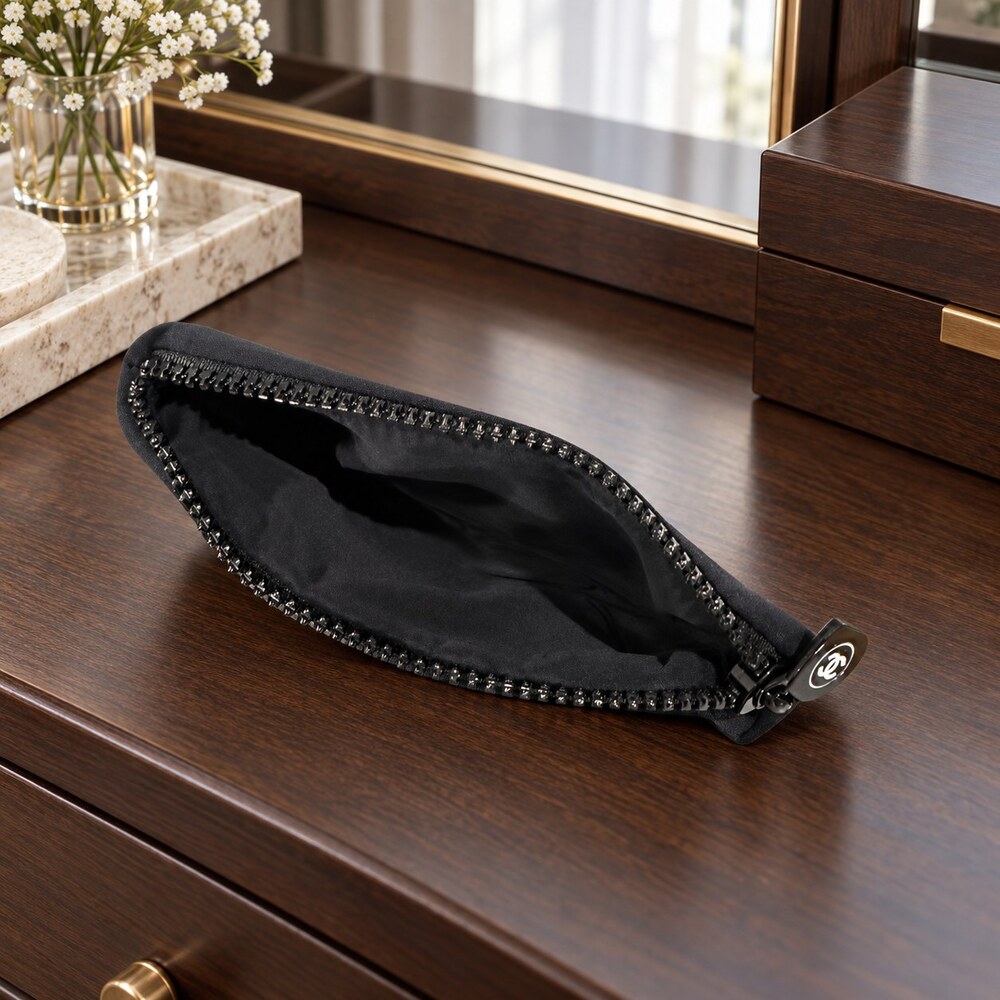 Chanel Black Zip Cosmetic Pouch | Classic Black Finish - Picture 2 of 6